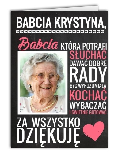 Kartka Za co kocham Babcię