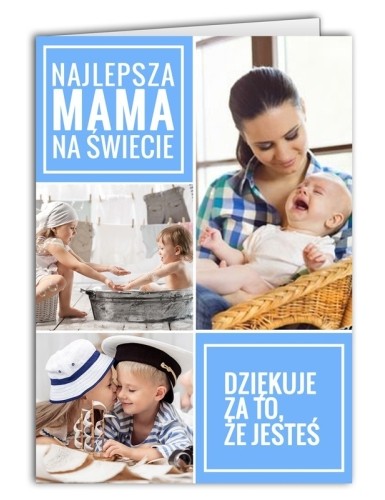 Kartka Kolaż Niebieski na 3 zdjęcia