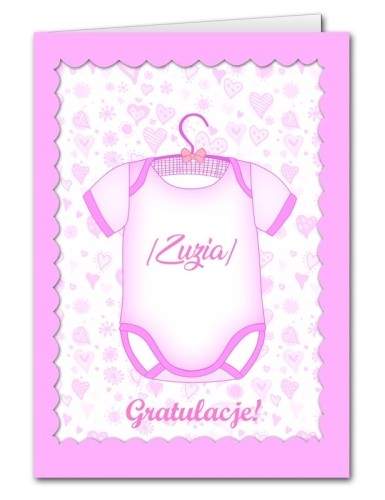 Kartka XXL Baby Shower Śpioszki Pink