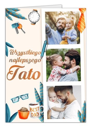 Personalizowana Kartka na Dzień Ojca ze Zdjęciami - "Najlepszy Tata"