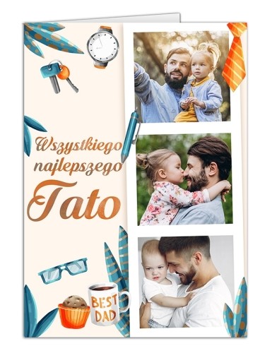 Personalizowana Kartka na Dzień Ojca ze Zdjęciami - "Najlepszy Tata"