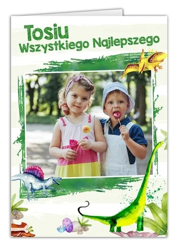 Personalizowana Kartka dla Dzieci z Dinozaurami