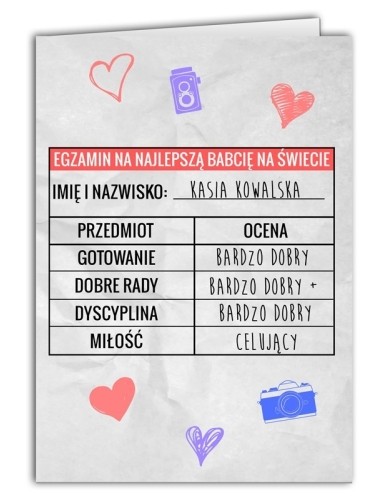 Kartka Egzamin na Babcię